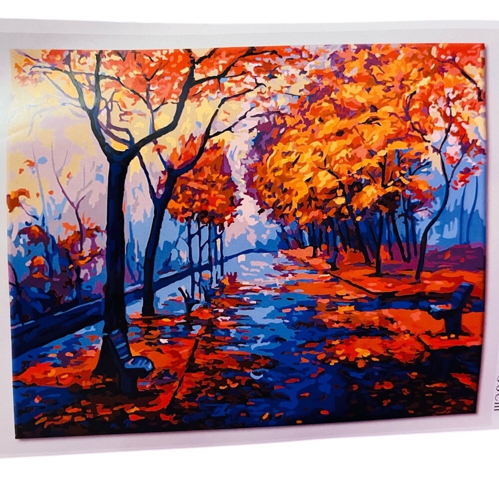 NEW Autumn Park DIY Paint‎ by Numbers Kit 15 × 20" Landscape Art